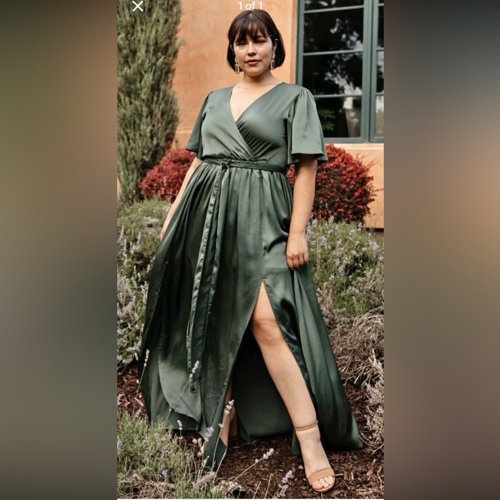 Baltic Born Green Flutter Sleeve Wrap Dress